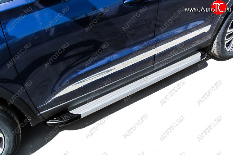 13 349 р. Пороги алюминиевые Slitkoff  Chery Tiggo 8  (T18) (2019-2025) рестайлинг (Optima Silver)  с доставкой в г. Кемерово