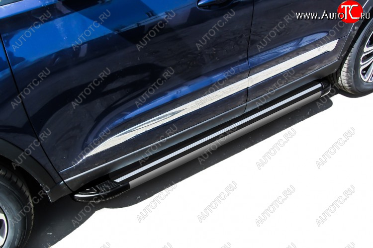 11 299 р. Пороги алюминиевые Slitkoff  Chery Tiggo 8  (T18) (2019-2025) рестайлинг (Luxe Black)  с доставкой в г. Кемерово