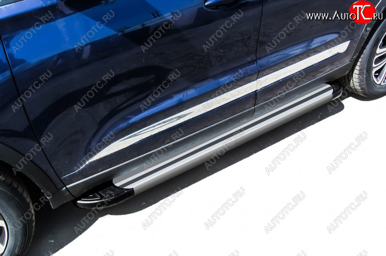 10 699 р. Пороги алюминиевые Slitkoff  Chery Tiggo 8  (T18) (2019-2025) рестайлинг (Luxe Silver)  с доставкой в г. Кемерово
