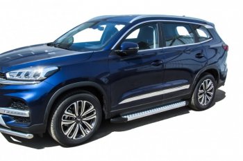 17 399 р. Пороги алюминиевые Slitkoff  Chery Tiggo 8  (T18) (2019-2025) рестайлинг (Standart Silver)  с доставкой в г. Кемерово. Увеличить фотографию 4