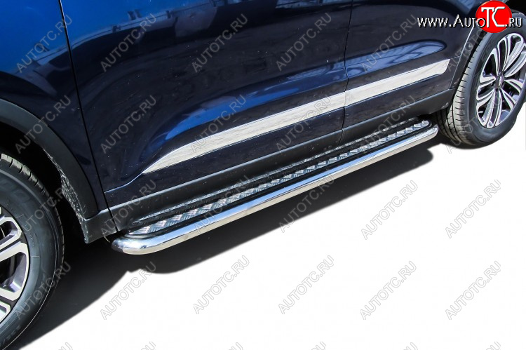 17 699 р. Защита порогов Slitkoff (Ø 57 мм, с листом) Chery Tiggo 8 (T18) рестайлинг (2019-2025)  с доставкой в г. Кемерово
