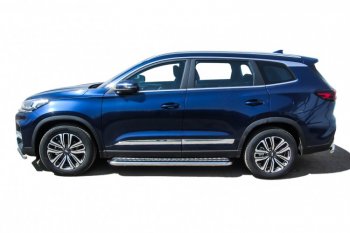 17 699 р. Защита порогов Slitkoff (Ø 57 мм, с листом) Chery Tiggo 8 (T18) рестайлинг (2019-2025)  с доставкой в г. Кемерово. Увеличить фотографию 2