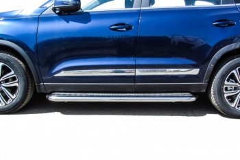 17 699 р. Защита порогов Slitkoff (Ø 57 мм, с листом) Chery Tiggo 8 (T18) рестайлинг (2019-2025)  с доставкой в г. Кемерово. Увеличить фотографию 5