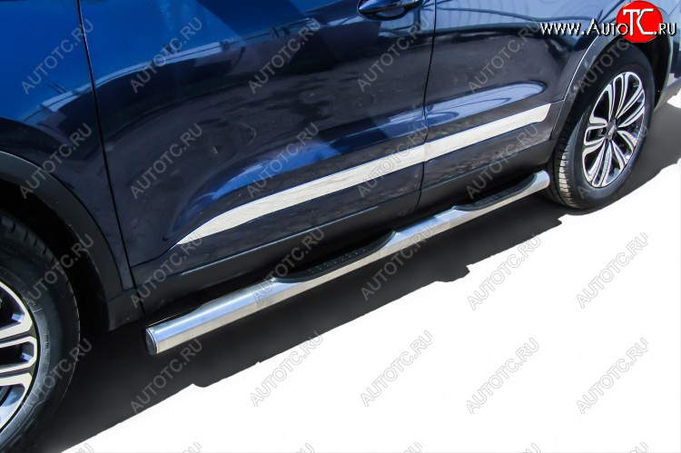 17 699 р. Защита порогов Slitkoff (Ø 76 мм, с проступями)  Chery Tiggo 8 ( (T18),  1 T18) (2018-2023) дорестайлинг, рестайлинг (Полированная нержавейка)  с доставкой в г. Кемерово