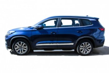 17 699 р. Защита порогов Slitkoff (Ø 76 мм, с проступями)  Chery Tiggo 8 ( (T18),  1 T18) (2018-2023) дорестайлинг, рестайлинг (Полированная нержавейка)  с доставкой в г. Кемерово. Увеличить фотографию 3