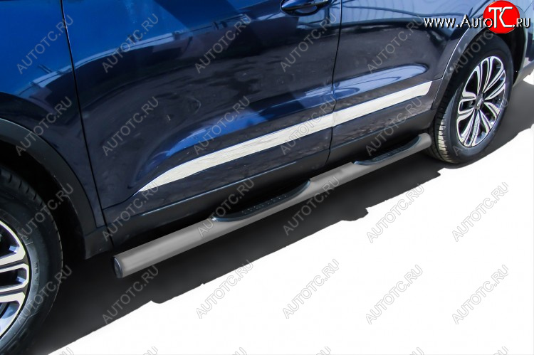 12 399 р. Защита порогов Slitkoff (Ø 76 мм, с проступями)  Chery Tiggo 8  (T18) (2018-2025) дорестайлинг, рестайлинг (Цвет: серебристый)  с доставкой в г. Кемерово
