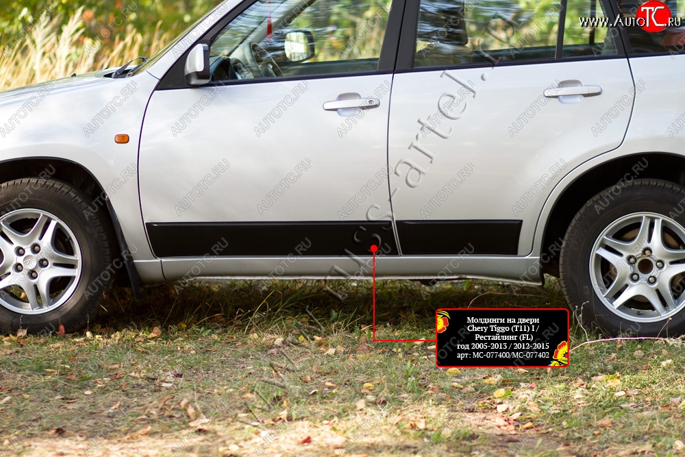 2 489 р. Молдинг на дверь RA (передний правый) Chery Tiggo T11 дорестайлинг (2005-2013) (Поверхность шагрень)  с доставкой в г. Кемерово