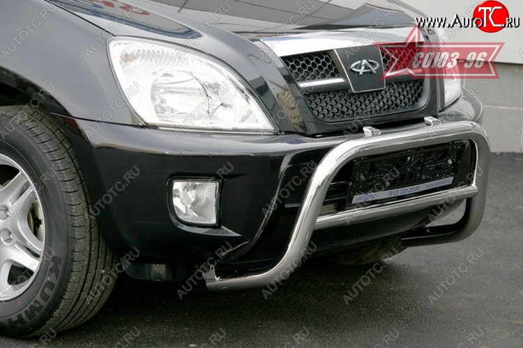 9 746 р. Защита переднего бампера Souz-96 (d60) Chery Tiggo T11 дорестайлинг (2005-2013)  с доставкой в г. Кемерово