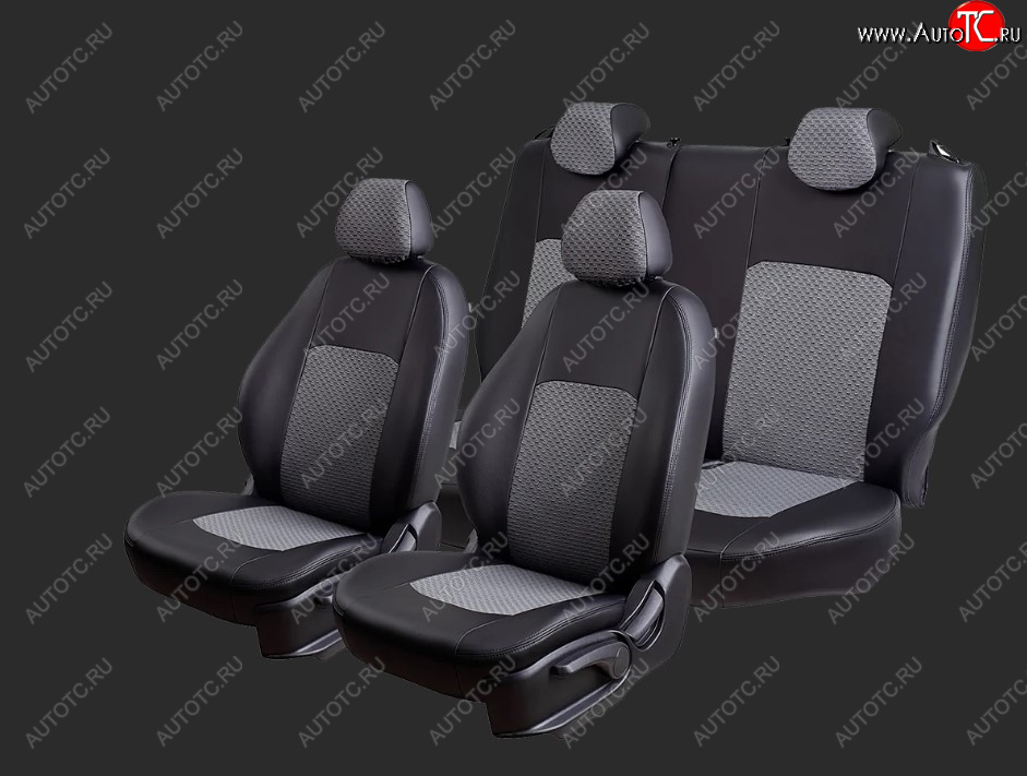 7 399 р. Чехлы для сидений Lord Autofashion Турин (экокожа/жаккард, раздельные задние спинка и сиденья 50/50, 2 П-образных подголовника)  Chery Tiggo T11 (2005-2013) дорестайлинг (Черный, вставка Черный Тропик)  с доставкой в г. Кемерово