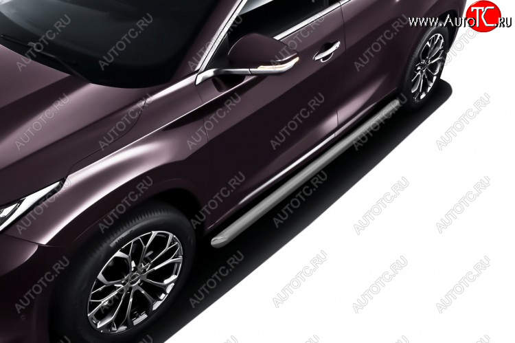 9 699 р. Защита порогов Slitkoff (Ø 76 мм, труба). EXEED TXL  дорестайлинг (2020-2021) (Цвет: серебристый)  с доставкой в г. Кемерово