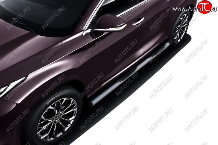 17 899 р. Защита порогов Slitkoff (Ø 76 мм, с проступями)  EXEED TXL (2020-2021)  дорестайлинг (Нержавеющая сталь)  с доставкой в г. Кемерово
