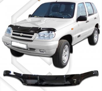 2 159 р. Дефлектор капота CA-Plastic Chevrolet Niva 2123 дорестайлинг (2002-2008) (серия Classic черный, Без надписи)  с доставкой в г. Кемерово. Увеличить фотографию 2