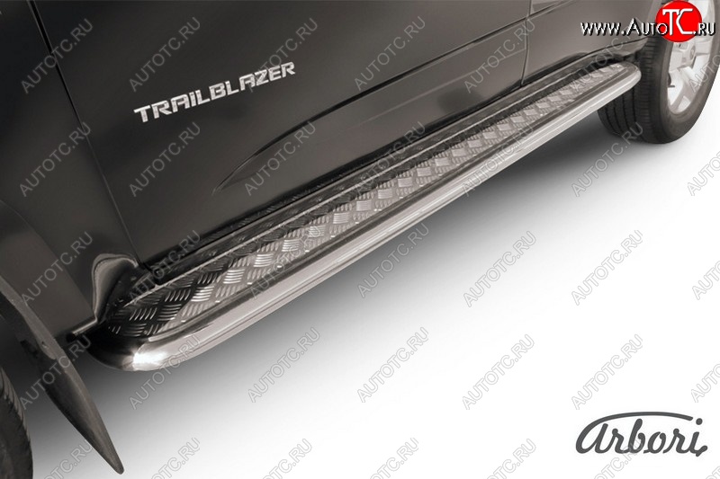 15 749 р. Порожки для ног Arbori (нержавейка, алюминий, d57) Chevrolet Trailblazer GM800 дорестайлинг (2012-2016)  с доставкой в г. Кемерово