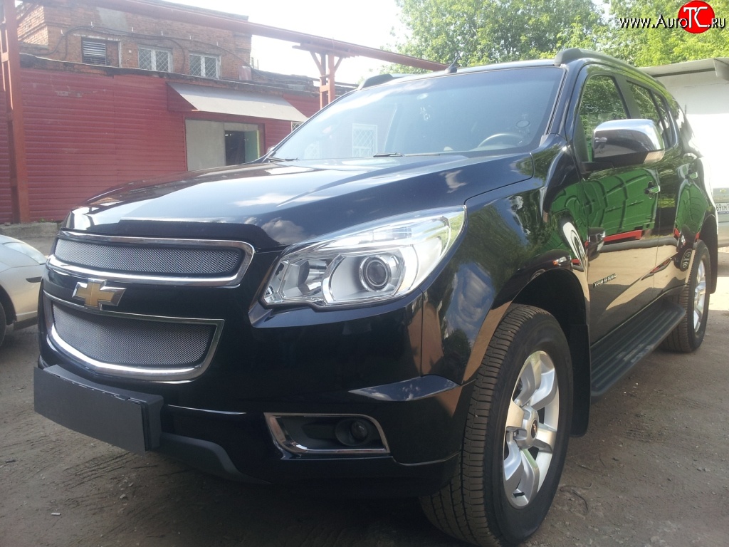 1 539 р. Нижняя сетка на бампер Russtal (хром)  Chevrolet Trailblazer  GM800 (2012-2016) дорестайлинг  с доставкой в г. Кемерово