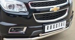 23 999 р. Защита переднего бампера (2 трубыØ63 и 42 мм, нержавейка) SLITKOFF  Chevrolet Trailblazer  GM800 (2012-2016) дорестайлинг  с доставкой в г. Кемерово. Увеличить фотографию 2