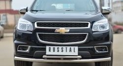 23 999 р. Защита переднего бампера (2 трубыØ63 и 42 мм, нержавейка) SLITKOFF  Chevrolet Trailblazer  GM800 (2012-2016) дорестайлинг  с доставкой в г. Кемерово. Увеличить фотографию 1