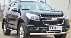 24 699 р. Защита переднего бампера (2 трубыØ76 и 42 мм, нержавейка) SLITKOFF  Chevrolet Trailblazer  GM800 (2012-2016) дорестайлинг  с доставкой в г. Кемерово. Увеличить фотографию 4