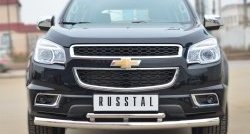 24 699 р. Защита переднего бампера (2 трубыØ76 и 42 мм, нержавейка) SLITKOFF  Chevrolet Trailblazer  GM800 (2012-2016) дорестайлинг  с доставкой в г. Кемерово. Увеличить фотографию 1