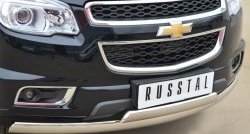 21 999 р. Защита переднего бампера (2 трубыØ75х42 мм, нержавейка) Russtal Chevrolet Trailblazer GM800 дорестайлинг (2012-2016)  с доставкой в г. Кемерово. Увеличить фотографию 2