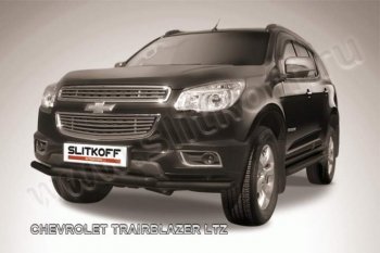 9 449 р. Защита переднего бампера из труб d57 Slitkoff  Chevrolet Trailblazer  GM800 (2012-2016) дорестайлинг (Цвет: серебристый)  с доставкой в г. Кемерово. Увеличить фотографию 1