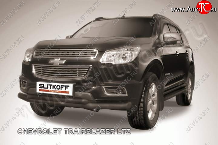 11 449 р. Защита переднего бампера d76 и d57 Slitkoff  Chevrolet Trailblazer  GM800 (2012-2016) дорестайлинг (Цвет: серебристый)  с доставкой в г. Кемерово