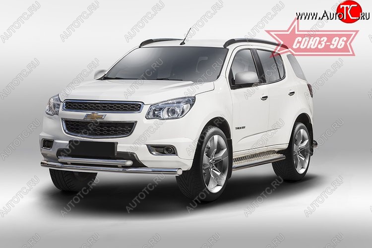 24 659 р. Защита переднего бампера двойная Souz-96 (d76/60) Chevrolet Trailblazer GM800 дорестайлинг (2012-2016)  с доставкой в г. Кемерово