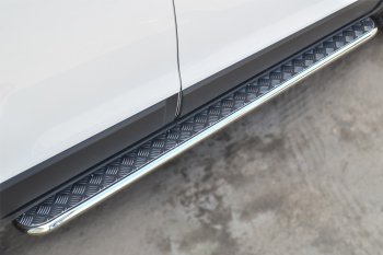 24 649 р. Широкая защита порогов с трубой d42 мм SLITKOFF v3  Chevrolet Trailblazer  GM800 (2012-2016) дорестайлинг  с доставкой в г. Кемерово. Увеличить фотографию 2
