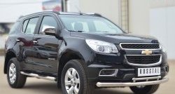 83 999 р. Защита порогов с пластиковыми вставками для ног из круглой трубы диаметром 76 мм Russtal Chevrolet Trailblazer GM800 дорестайлинг (2012-2016) (Защита порогов с со скосами на торцах (вариант 1))  с доставкой в г. Кемерово. Увеличить фотографию 7
