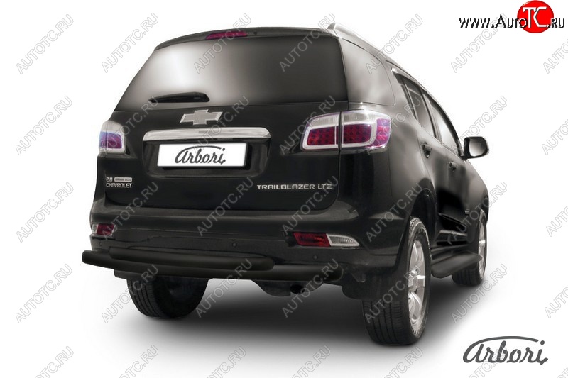 8 819 р. Защита заднего бампера Arbori (уголки, черная, 1 труба d76 mm). Chevrolet Trailblazer GM800 дорестайлинг (2012-2016)  с доставкой в г. Кемерово