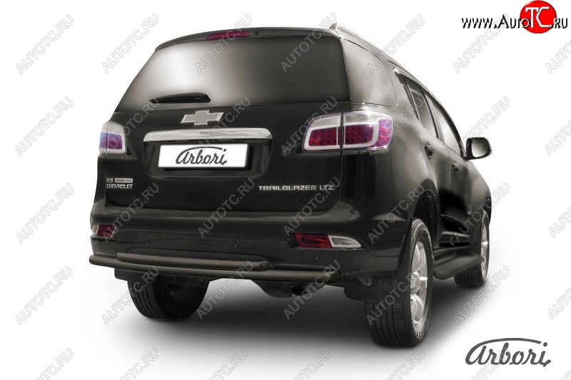 7 199 р. Защита заднего бампера Arbori (черная, 2 трубы d76 и 42 mm). Chevrolet Trailblazer GM800 дорестайлинг (2012-2016)  с доставкой в г. Кемерово