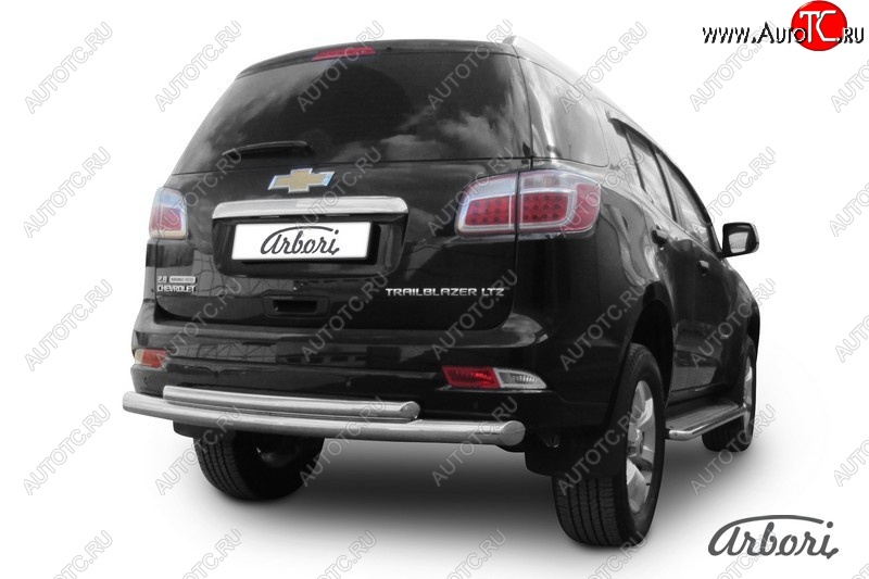 15 479 р. Защита заднего бампера Arbori (нержавейка, 2 трубы d76 и 57 mm).  Chevrolet Trailblazer  GM800 (2012-2016) дорестайлинг  с доставкой в г. Кемерово