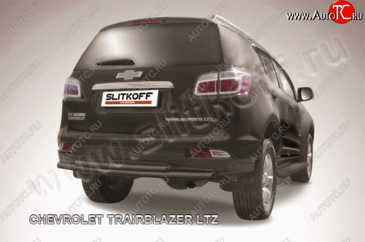9 649 р. Защита заднего бампера из труб d 57 и d42 Slitkoff  Chevrolet Trailblazer  GM800 (2012-2016) дорестайлинг (Цвет: серебристый)  с доставкой в г. Кемерово