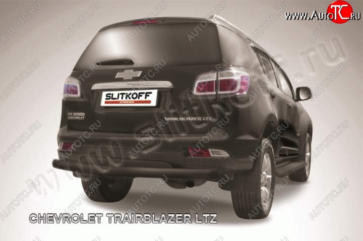 8 999 р. Защита заднего бампера из трубы d76 Slitkoff Chevrolet Trailblazer GM800 дорестайлинг (2012-2016) (Цвет: серебристый)  с доставкой в г. Кемерово