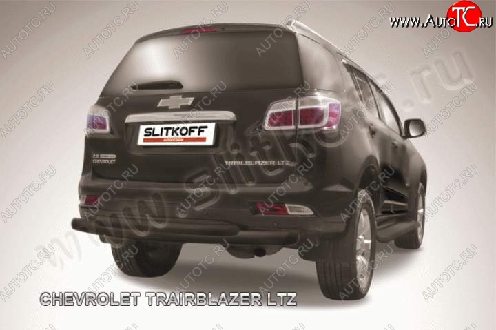10 949 р. Защита заднего бампера из труб d76/d57 Slitkoff  Chevrolet Trailblazer  GM800 (2012-2016) дорестайлинг (Цвет: серебристый)  с доставкой в г. Кемерово