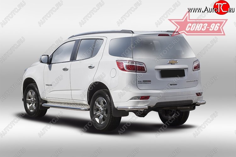 10 574 р. Защита заднего бампера из боковых уголков Souz-96 (d60) Chevrolet Trailblazer GM800 дорестайлинг (2012-2016)  с доставкой в г. Кемерово