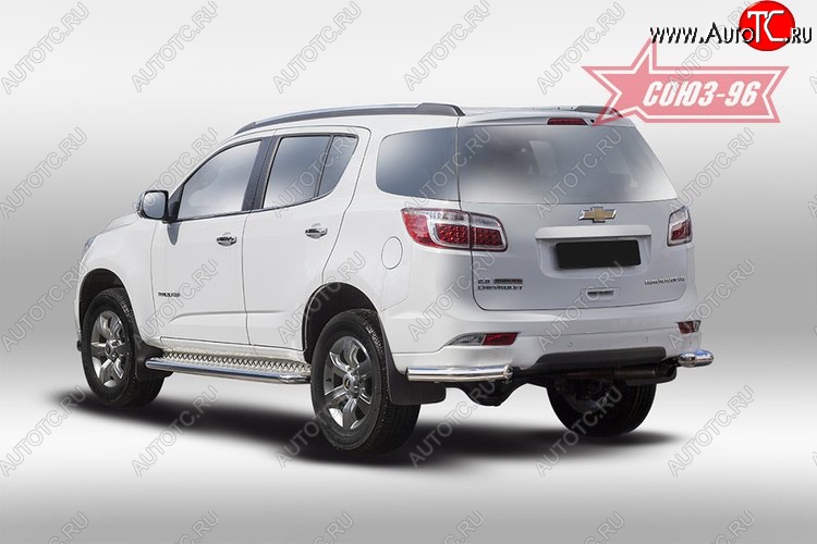 12 149 р. Защита заднего бампера из боковых уголков Souz-96 (d76) Chevrolet Trailblazer GM800 дорестайлинг (2012-2016)  с доставкой в г. Кемерово