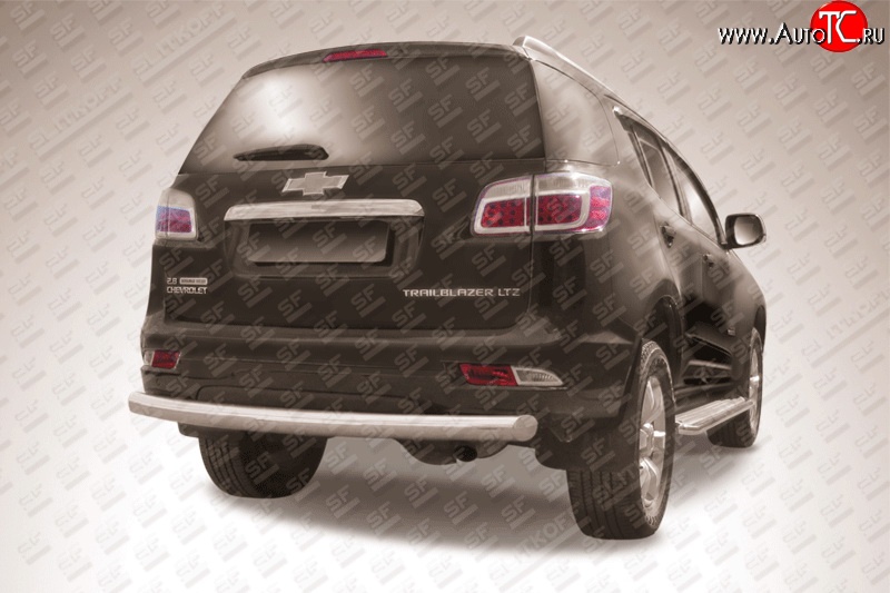 12 999 р. Одинарная защита заднего бампера из трубы диаметром 76 мм Slitkoff  Chevrolet Trailblazer  GM800 (2012-2016) дорестайлинг (Нержавейка, Полированная)  с доставкой в г. Кемерово