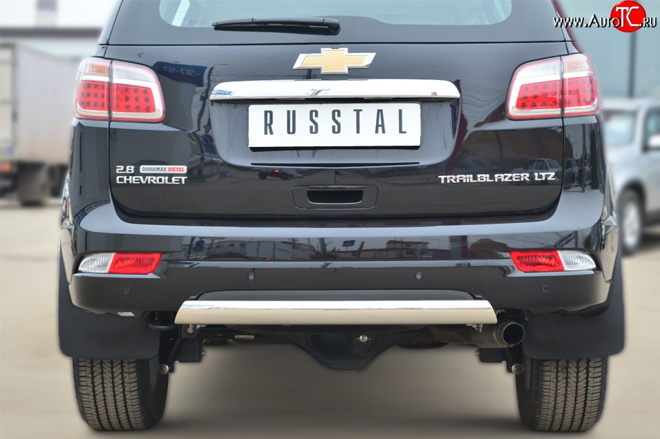 20 999 р. Защита заднего бампера (Ø75x42 мм, нержавейка) SLITKOFF  Chevrolet Trailblazer  GM800 (2012-2016) дорестайлинг  с доставкой в г. Кемерово