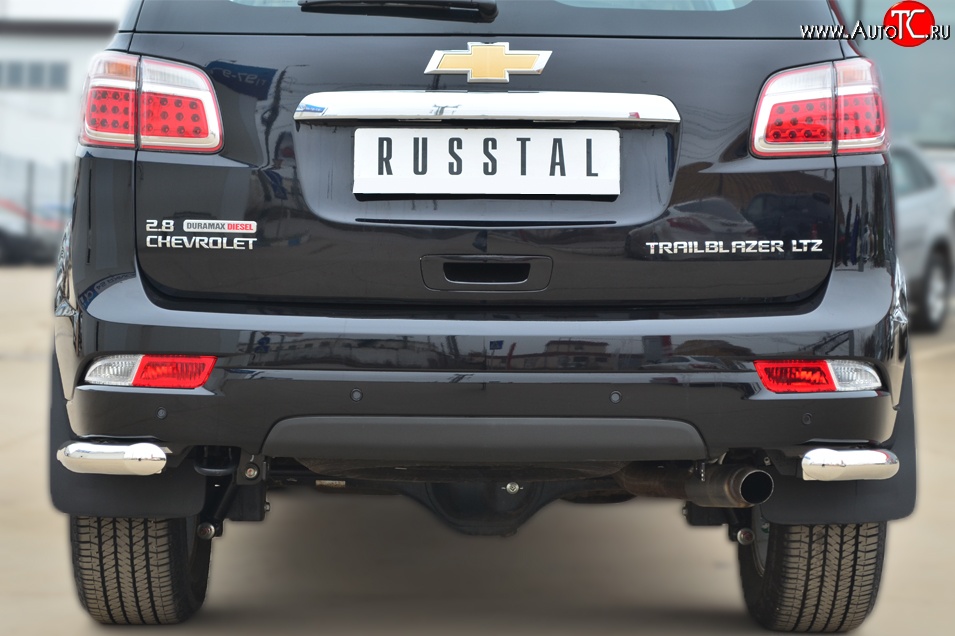 18 599 р. Защита заднего бампера (Ø63 мм уголки, нержавейка) SLITKOFF  Chevrolet Trailblazer  GM800 (2012-2016) дорестайлинг  с доставкой в г. Кемерово