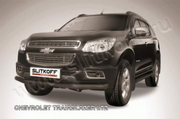 10 649 р. Защита переднего бампера d76 Slitkoff  Chevrolet Trailblazer  GM800 (2012-2016) дорестайлинг (Цвет: серебристый)  с доставкой в г. Кемерово. Увеличить фотографию 1