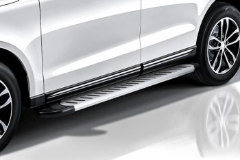 17 399 р. Пороги алюминиевые Slitkoff  Chevrolet Trailblazer  GM800 (2012-2016) дорестайлинг (Prestige Silver)  с доставкой в г. Кемерово. Увеличить фотографию 2