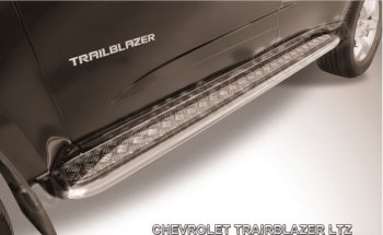 Порожки для ног Slitkoff (Ø57 с листом) Chevrolet Trailblazer  GM800 (2012-2016) дорестайлинг (Нержавейка)