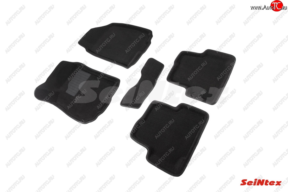 5 499 р. Износостойкие коврики в салон SeiNtex Premium 3D 4 шт. (ворсовые, черные)  Chevrolet Aveo  T300 (2011-2015) седан, хэтчбек  с доставкой в г. Кемерово