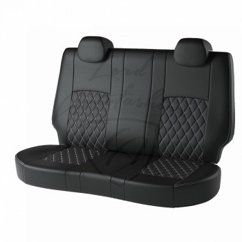 10 299 р. Чехлы для сидений Lord Autofashion Турин ромб (экокожа)  Chevrolet Aveo ( T200,  T250) (2003-2011) седан, седан рестайлинг (Чёрный, вставка чёрный, прострочка белый)  с доставкой в г. Кемерово. Увеличить фотографию 2