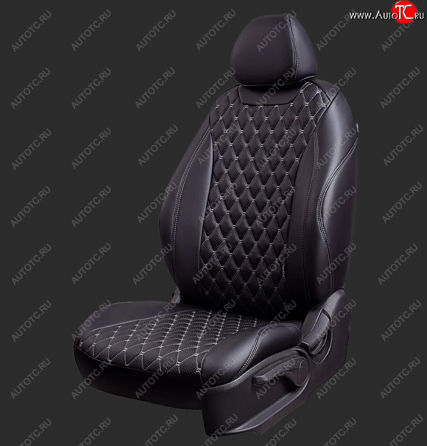 11 549 р. Чехлы для сидений Lord Autofashion Байрон (экокожа, спинка 60/40, 3 г-образных подголовника) Ravon Nexia R3 (2016-2020) (Черный, строчка серая)  с доставкой в г. Кемерово