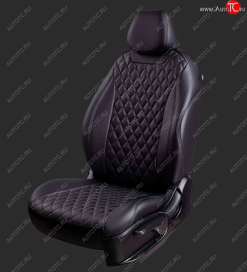 10 899 р. Чехлы для сидений Lord Autofashion Байрон (экокожа, спинка 60/40, 3 г-образных подголовника) Ravon Nexia R3 (2016-2020) (Черный, строчка черная)  с доставкой в г. Кемерово