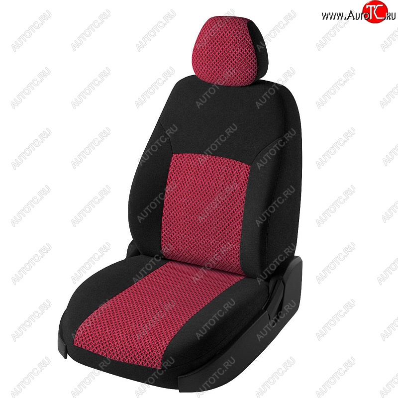 5 899 р. Чехлы для сидений Lord Autofashion Дублин (жаккард)  Chevrolet Aveo  T300 (2011-2015) седан, хэтчбек (Черный, вставка Рогожка (красный))  с доставкой в г. Кемерово
