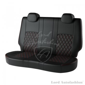 8 299 р. Чехлы для сидений Lord Autofashion Турин Ромб (экокожа)  Chevrolet Aveo ( T200,  T250) (2002-2011) хэтчбек 5 дв, хэтчбек 5 дв рестайлинг (Черный, вставка черная, строчка красная)  с доставкой в г. Кемерово. Увеличить фотографию 2