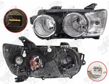 4 999 р. Левая передняя фара DEPO (хром) Chevrolet Aveo T300 хэтчбек (2011-2015)  с доставкой в г. Кемерово. Увеличить фотографию 1