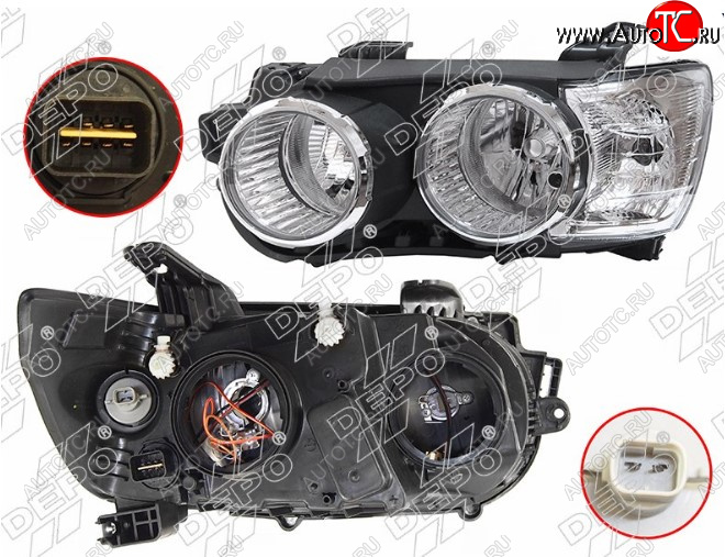 4 999 р. Левая передняя фара DEPO (хром) Chevrolet Aveo T300 хэтчбек (2011-2015)  с доставкой в г. Кемерово